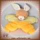 NOUNOURS DOUDOU LAPIN BEIGE QUASI PLAT JAUNE ORANGE SOS