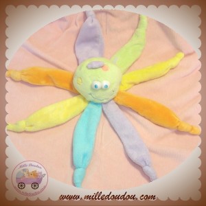 SOS JOLLYBABY DOUDOU PIEUVRE ORANGE JAUNE BLEU NOEUD