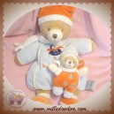 DOUDOU ET COMPAGNIE OURS FIRMIN AVEC BEBE BLEU ORANGE