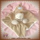 JACADI DOUDOU OURS PLAT BEIGE ECRU BLANC BRAS TISSU