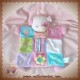 EDL DOUDOU COCHON ROSE PLAT CARRE HOCHET BLEU FLEURS