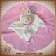 DOUDOU ET COMPAGNIE SOS LAPIN BEIGE CORPS PLAT PLUME ECRU COL ROSE