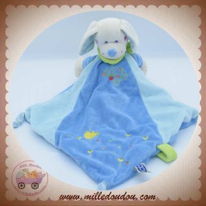 MOTS D'ENFANTS DOUDOU CHIEN BLANC PLAT MOUCHOIR BLEU SOS 