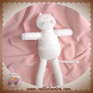 PETIT BATEAU SOS DOUDOU OURS CHAT BLANC T-SHIRT POIS SOS