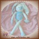 BOUT'CHOU MONOPRIX DOUDOU LAPIN BLEU TISSU RAYE SOS