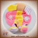 AJENA SOS DOUDOU LAPIN PLAT ROSE JAUNE FLEUR