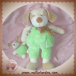 DOUDOU ET COMPAGNIE SOS COPAIN LE CHIEN ECRU BEIGE VERT BEBE 30 CM