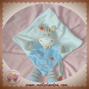 NICOTOY DOUDOU CHEVAL ZEBRE GRIS PLAT BLANC FOULARD JAUNE SOS