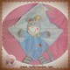 NICOTOY DOUDOU CHEVAL ZEBRE GRIS PLAT BLANC FOULARD JAUNE SOS