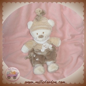 NICOTOY DOUDOU OURS BLANC BEIGE TAUPE 27 CM SOS