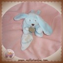 DOUDOU ET COMPAGNIE SOS LAPIN BLEU MOUCHOIR BLANC