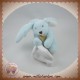 DOUDOU ET COMPAGNIE SOS LAPIN BLEU MOUCHOIR BLANC