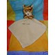 BABY LAND DOUDOU TIGRE CHAT OURS MOUCHOIR ECRU