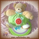 KALOO DOUDOU OURS BEIGE BOULE VERT TORTUE EVEIL SOS