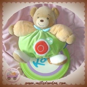 KALOO DOUDOU OURS BEIGE BOULE VERT TORTUE EVEIL SOS