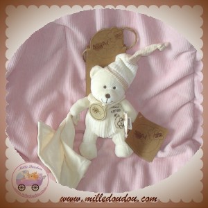 BABYNAT DOUDOU OURS BLANC BIO MOUCHOIR 16 cm 9 SOS