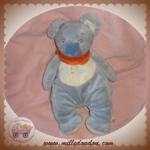 NOUKIE'S DOUDOU KOALA CUBY BLEU FOULARD ORANGE SOS