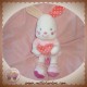 KIABI DOUDOU LAPIN BLANC ROBE ROSE COEUR MUSICAL SOS