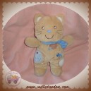 POMMETTE DOUDOU CHAT OURS BEIGE ECHARPE BLEU SOS