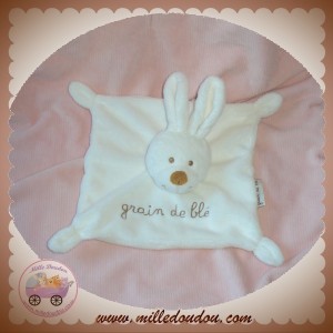 GRAIN DE BLE DOUDOU LAPIN PLAT BLANC SOS