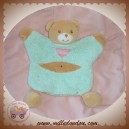 TAKINOU DOUDOU OURS BEIGE MARIONNETTE VERT COEUR SOS