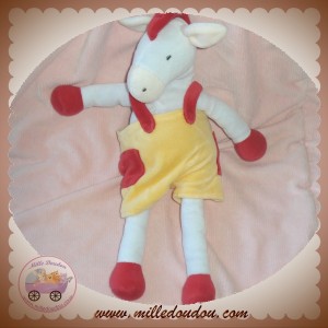 SUCRE D'ORGE DOUDOU CHEVAL ZEBRE SALOPETTE ORANGE SOS