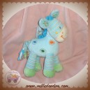 NICOTOY DOUDOU CHEVAL ZEBRE BLEU VERT MUSICAL SOS