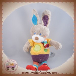 MOTS D'ENFANTS DOUDOU LAPIN GRIS JAUNE ECHARPE SOS 