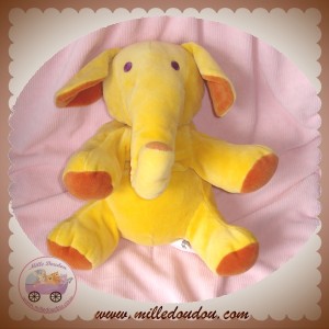 MARESE SOS DOUDOU ELEPHANT JAUNE ORANGE 23 cm