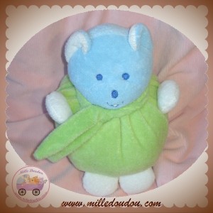 MUSTI MUSTELA DOUDOU OURS BLEU BOULE VERT SANS ECHARPE SOS