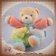 KALOO DOUDOU OURS BEIGE CORPS TROU JAUNE VERT ECRU