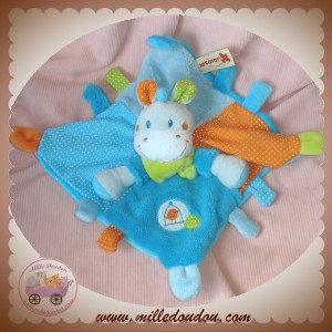 NICOTOY DOUDOU ZEBRE PLAT BLEU ORANGE SOS