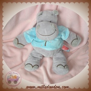 INFLUX DOUDOU HIPPOPOTAME GRIS PULL BLEU SOS