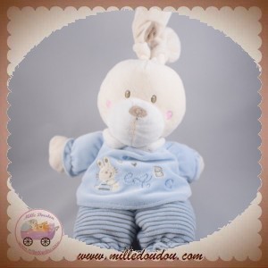 NICOTOY DOUDOU LAPIN ECRU BLEU ABC 27 cm SOS NICOTOY DOUDOU LAPIN ECRU BLEU ABC 27 cm SOS