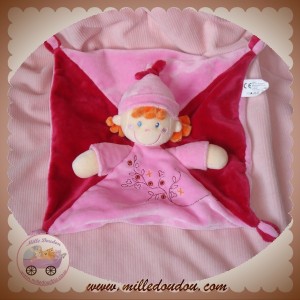 VETIR DOUDOU POUPEE FILLE ROSE PLATE CHEVEUX ORANGE SOS