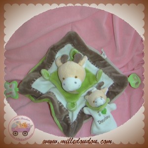 DOUDOU ET COMPAGNIE SOS GIRAFE PLATE ANNIVERSAIRE ECRU VERT