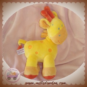 POMMETTE DOUDOU GIRAFE DIFFERENT ROSE CRETE JAUNE SOS