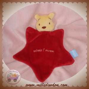 DISNEY DOUDOU OURS WINNIE L'OURSON ETOILE PLAT ROUGE SOS