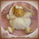 KALOO DOUDOU LAPIN BEIGE BOULE ECRU FEUILLES SOS