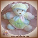 TAKINOU DOUDOU OURS BLANC BOULE PASTEL ROSE VERT SOS