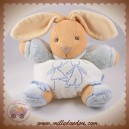 KALOO DOUDOU LAPIN BEIGE BOULE BLANC BLEU ENFANT SOS