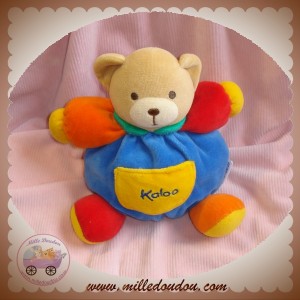 KALOO DOUDOU OURS BEIGE BOULE BLEU JAUNE ORANGE SOS