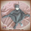 CARRE BLANC DOUDOU OURS PLAT GRIS NOEUD SOS