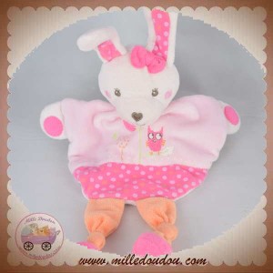 TEX DOUDOU LAPIN PLAT ROSE JAMBES HIBOU ORANGE SOS