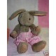 CYRILLUS DOUDOU LAPIN PELUCHE SALOPETTE ROSE ROSE MARIE