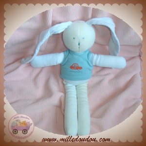 PETIT BATEAU DOUDOU LAPIN BLEU T-SHIRT VOITURE SOS