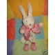 JELLYBABY DOUDOU PELUCHE LAPIN ECRU  ET ROSE AVEC BEBE MUSICAL