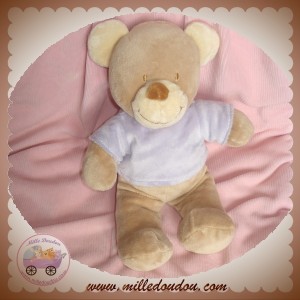 POMMETTE DOUDOU OURS BEIGE PULL VIOLET SOS