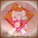 NICOTOY DOUDOU ELEPHANT ROSE PLAT ORANGE KIABI SOS