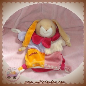 DOUDOU ET COMPAGNIE LAPIN BEIGE LOLA MARIONNETTE FLEUR 